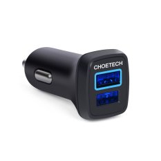 Quick Charge 2.0 Car Charger, CHOETECH 30W QC 2.0 Dual USB Fast Car Charger for Samsung Galaxy S7, S7 Edge, S6, S6 Edge, S6 Edge plus, Nexus 6 and more (Black) (Intl)