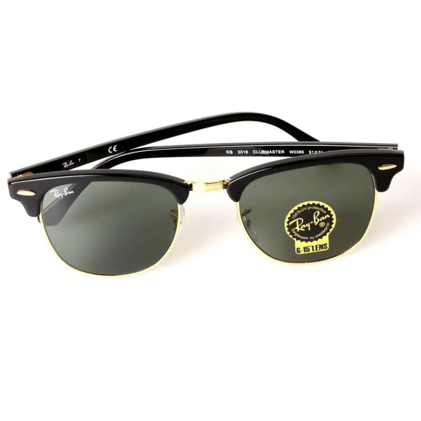 Ray-Ban RB3016 Classic Clubmaster Sunglasses Black Frame Dark Green Lens (Intl)