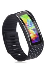 Replacement Wrist Band Bracelet For Samsung Galaxy Gear Fit w/Clasp No Tracker Black Wave Dots (Intl)