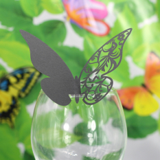 RIS 50pcs Black Butterfly Name Place Cards Wedding Dinner Table Cup Decor (Intl)