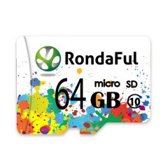 Rondaful white spray painting micro sd card 64GB class10 Real capacity storage memory card TF card for camera