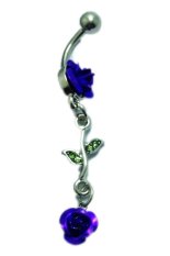 Rose Dream Piercing Navel Dangle Belly Barbell Button Bar Ring Purple