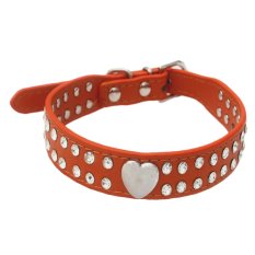 Rows Rhinestone Bling Heart Studded Kulit ikat pinggang bola sepak bola leather anjing, orang dog Collar For Small Or Medium timangan kesayangan Collar (Intl)