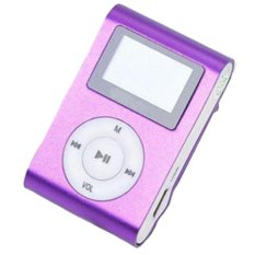S & F 32GB GoSport USB Mini Clip MP3 Player LCD Screen Support Micro SD TF Card FM Radio (Purple) - Intl