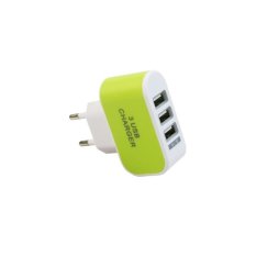 Safe Charger 3 Ports USB Wall Travel AC Charger Adapter for Samsung Galaxy S5 iPhone EU Plug - Hijau