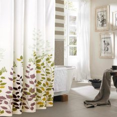 Sakura Tirai Kamar Mandi Motif Daun Warna Warni