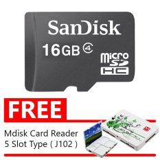 SanDisk Micro SD Class 4 - 16GB - Abu-abu + Gratis MDisk Card Reader All in 1 Type 5 Slot J102