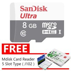 SanDisk Ultra Micro SD HC class 10 48MB/s - 8GB + Gratis Mdisk Card Reader Tyoe 5 Slot (J102)