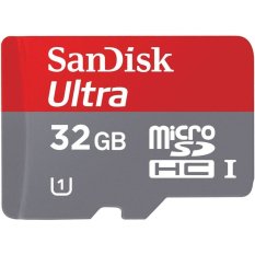 SanDisk Ultra MicroSDHC 80MB/s 32GB Class 10 UHS-1 With Micro SDHC - SD Card Adapter - Red-Grey