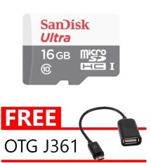 SanDisk Ultra MicroSDHC Card Class 10 48MB/s - 16 GB + Gratis OTG Adapter Kabel