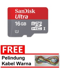 SanDisk Ultra MicroSDHC Card Class 10 80MB/s - 16 GB + Gratis Pelindung Kabel Warna Random