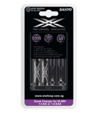 Sanyo Eneloop XX Black Charger With 2xAA Battery Original
