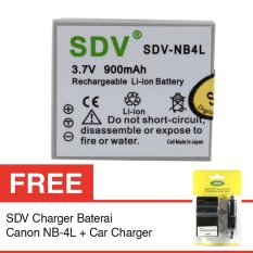 SDV Canon Baterai Kamera NB-4L SDV - 2100 mAh + Gratis Canon Charger Baterai NB-4L SDV + Car Charger
