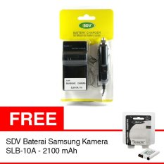 SDV Samsung Charger Baterai SLB-10A & Car Charger SDV + Free Samsung Baterai Kamera SLB-10A SDV