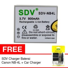 SDV Untuk Canon Baterai Kamera NB-4L - 2100 mAh + Gratis Canon Charger Baterai NB-4L + Car Charger