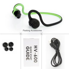 Silica Gel Sport Earhook Bluetooth Earphone with aptX Lossless Audio Quality - HV-600 - Black/Green
