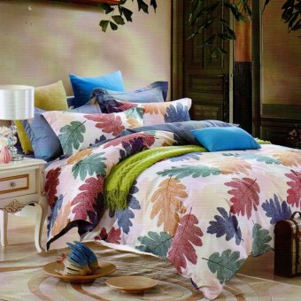 siliki bedcover set sprei katun jepang motif daun besar siliki bedcover set sprei katun jepang motif daun besar