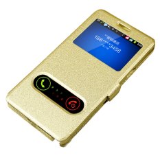 Silk SkinWindow Wallet Flip Leather Cover Original Case for Samsung Galaxy Note2 (Gold) (Intl)