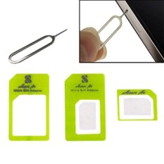 Sim Card Tray Holder Eject Pin Key Tool + Nano SIM Card to Micro SIM Card Adapter + Nano SIM Card to Standard Sim Card Adapter with Double Sided Tape for iPhone 5 and 5S, iPhone 4 and 4S,3GS / 3G (Green) (Intl)