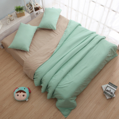 Simple Classic Bedding 4pcs Set(1 Bedsheet, 2 Pillcases, 1 Duvet Cover) – Khaki & Green - Intl