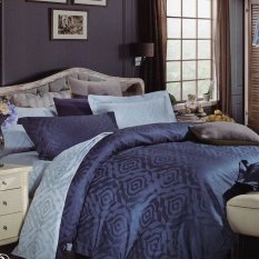 Sleep Buddy - Set Sprei dan Bed Cover Blue Pour Jacquard Cotton