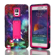 Starry Sky Dream Catcher Pattern 3 in 1 Silicone PC Hybrid Protective Kickstand Stand Case Cover for Samsung Galaxy Note 4 N9100 - Hot Pink Inner Shell