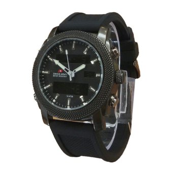 swiss army dual time jam tangan pria tali karet hitam swiss army dual time jam tangan pria tali karet hitam