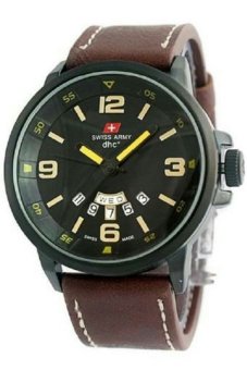 swiss army jam tangan pria hitam kulit cokelat swiss army jam tangan pria hitam kulit cokelat
