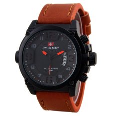 Swiss Army Mens Elegant Jam Tangan Pria - Stainless - Black - SA 7169B MED BRWN