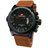 Swiss Army SA7169 - Jam Tangan Pria - Leather Strap - Coklat List Merah