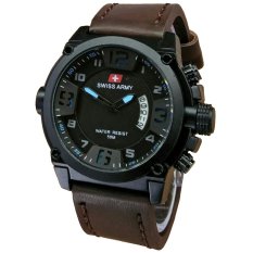 Swiss Army SA7169B Tanggal Jam Tangan Pria Strap Leather Coklat Lis Biru