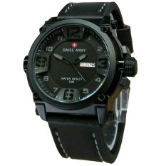 Swiss Army SA7169T Jam Tangan Pria Strap Leather Hitam Lis Abu