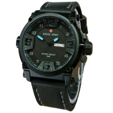Swiss Army SA7169T Jam Tangan Pria Strap Leather Hitam Lis Biru