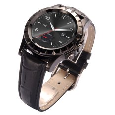 T2 IPS Touch Screen Wrist Bluetooth Smart Watch Heart Rate Monitor Pedometer 1.3MP Camera For Android iOS Smartphone (Black/Leather Watch Band) - Intl