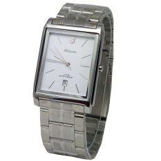 Tetonis Analog Kotak Series - Jam Tangan Pria - Stainless Steel - Silver Plat Putih - T533