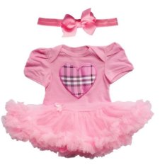 Two Pieces Set Newborn Baby Heart Pattern Clothes Baby Rompers Tutu Dress+Head Band Girls Clothing Sets Kids Vestidos - Intl