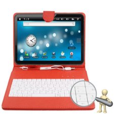 Universal Adjustable Leather Case with USB 2.0 Hard Key Keyboard, Suitable for 8.0 inch Tablet PC(Red)