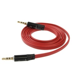 Universal Noodle Style Aux Audio Cable 3.5mm Jack Earphone Cable for Monster Beats Studio / Pro / Mixr / Solo HD - Length: 1.2m - (Original Version) - Merah