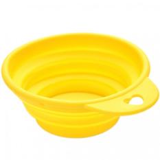 Useful Dog Cat Travel Feeding Bowl Portable Silicone Collapsible Water Dish Yellow