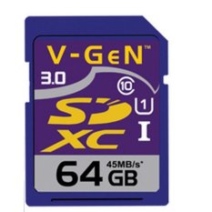 V-Gen Memory Card Micro SD Class 10 + Adapter - 64 GB