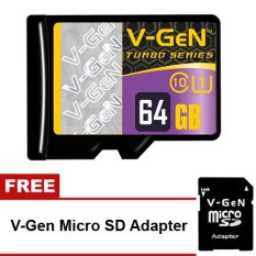 V-GeN Micro SD Class 10 TURBO 64 GB + Gratis V-Gen Micro SD Adapter