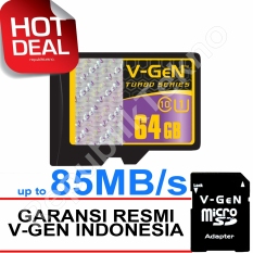 V-Gen MicroSDHC 64GB Turbo - 85MB/s Class10 USH-1 Micro + Gratis SD Adapter Memory Card