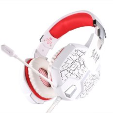 Vibration Function Professional Gaming Headphones Headset with Mic Stereo Bass Breathing LED Light for PC Gamer(White) - Intl