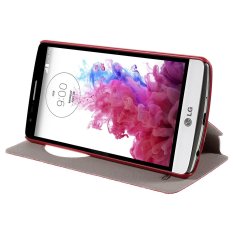 View Window Leather Shell for LG G3 S D722 / Beat D724 / Vigor D725 - Red
