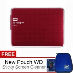 Western Digital My Passport Ultra - 2TB - Red + Free New Pouch WD Original + Sticky Screen Cleaner