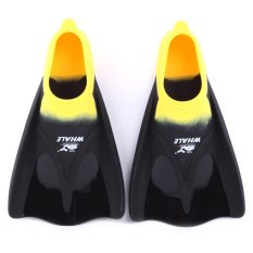 Whale Silicone Swimming Snorkeling Scuba Training Swim Fins Flippers Foot Black & Yellow(XS) - INTL