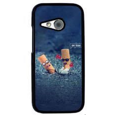 Y&M Cigarette Butts Lovers Pattern Phone Case for HTC One M8 Mini Blue