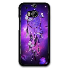 Y&M Purple Butterfly Dream Catcher Phone Case for HTC M8 Black