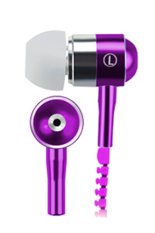 ZHENGQI In-ear Phone Zipper Cable Earphones Magic Sound Metal Wire Control with Mic Earphones(Purple) (Intl)