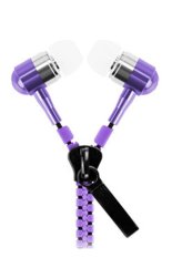 ZHENGQI In-ear Phone Zipper Cable Earphones Magic Sound Metal Wire Control with Mic Earphones(Purple) (Intl)